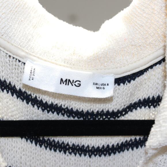 Mango MNG Striped Navy & Cream Maxi Knit Dress Size Large - Picture 7 of 7